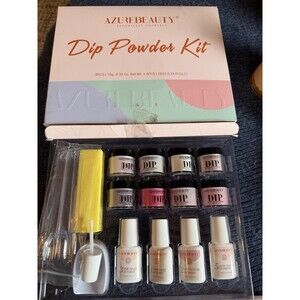 Azure Beauty Dip Powder Kit 8 Colors, Base, Activator, Brush Saver Top Nail File
